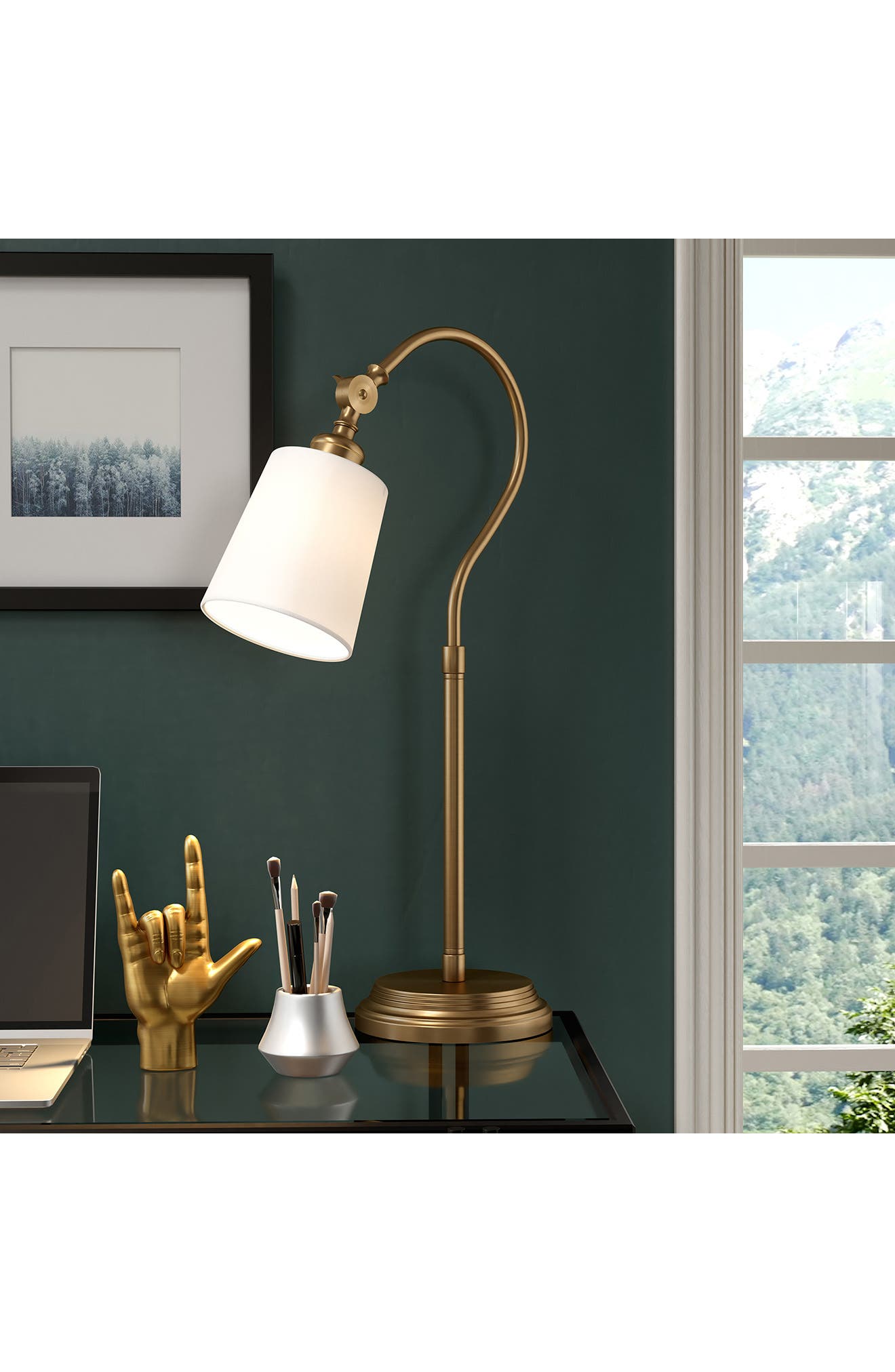 HUDSON AND CANAL Harland Brushed Brass Arc Table Lamp | Nordstromrack