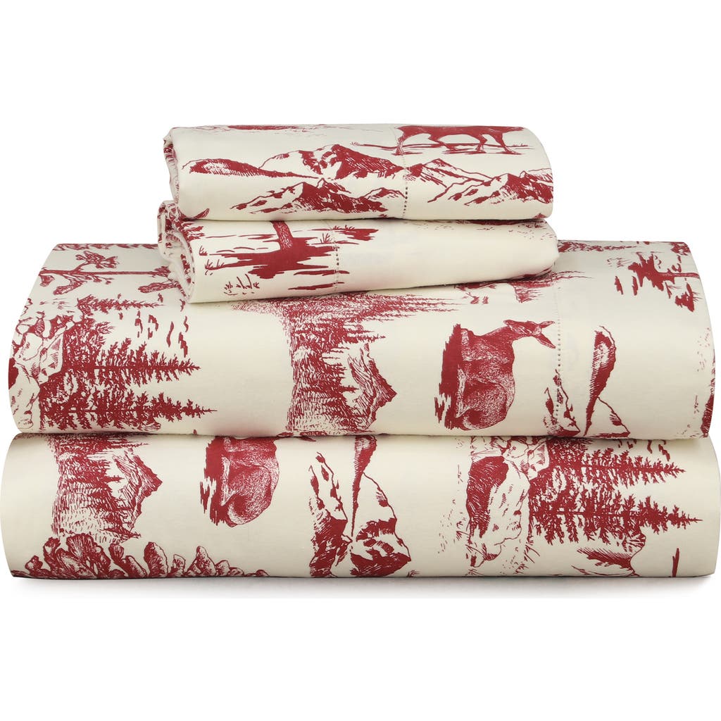 Azores Home Set Of 2 Mountain Toile Heavyweight Cotton Flannel Pillowcases In Multi