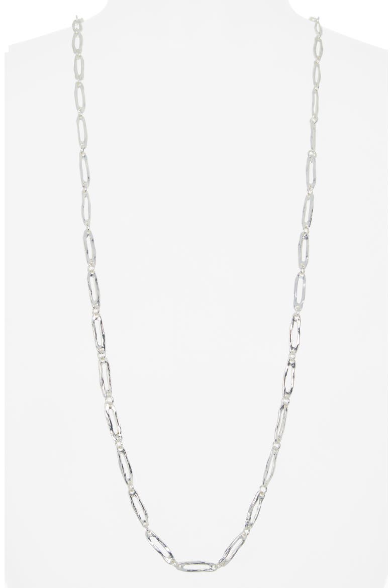Hammered Oval Link Necklace, Alternate, color, SILVER