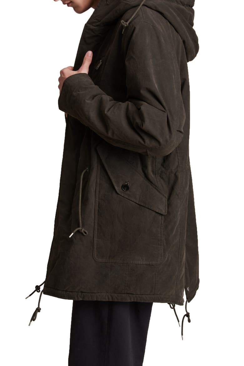 Coln Fleece Lined Waxed Parka with Faux Fur Trim, Alternate, color, DULL KHAKI