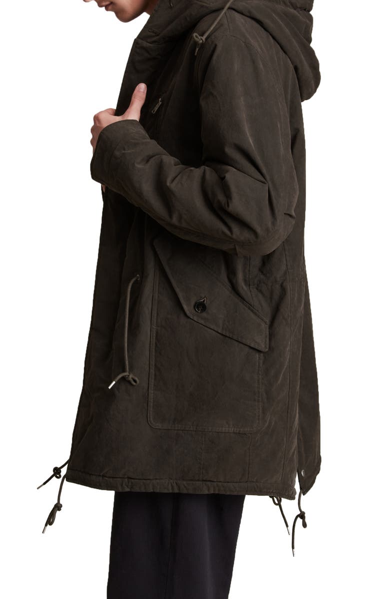AllSaints Coln Fleece Lined Waxed Parka with Faux Fur Trim, Alternate, color, 