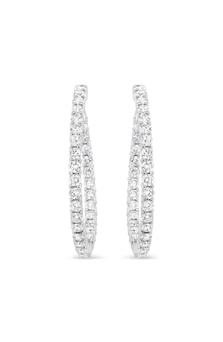 Haus of Brilliance 18K White Gold 3 5/8 Cttw Round Diamond Curved Inside-Outside Hoop Earrings, Alternate, color, White