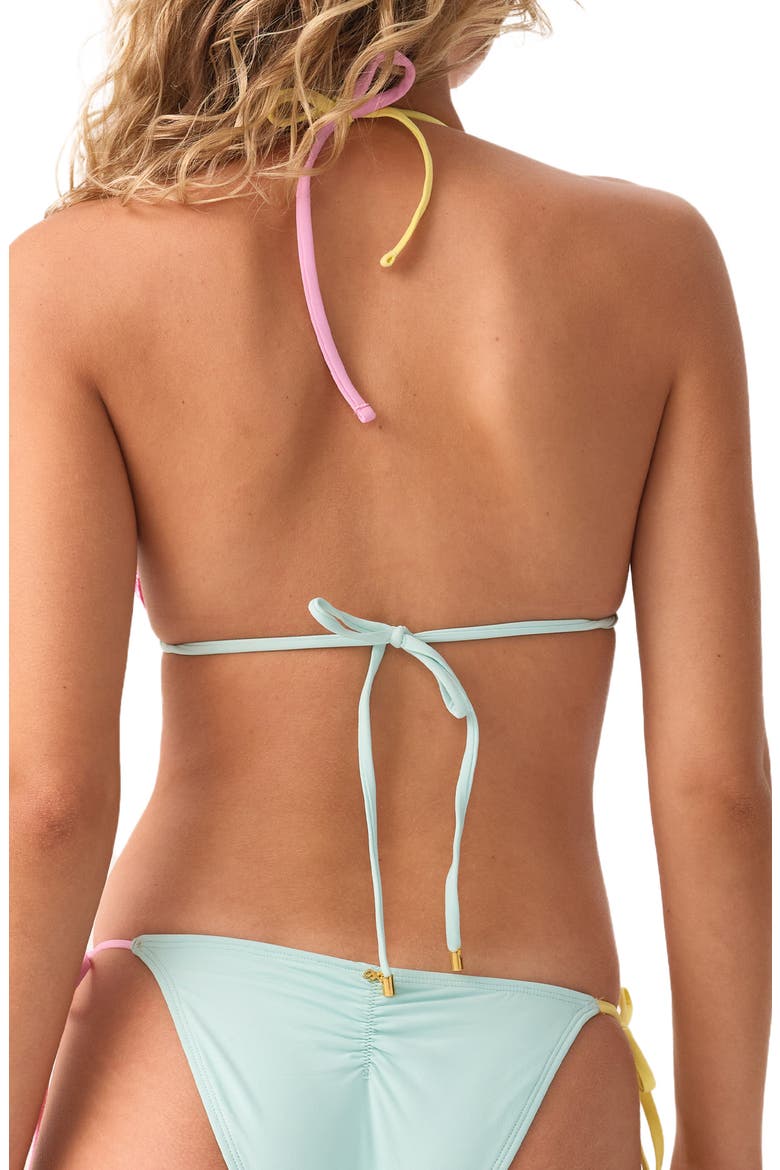Colorblock Lace Triangle Bikini Top, Alternate, color, SWEET PEA
