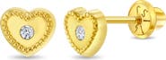 In Season Jewelry 14k Centered Bezel Heart Earrings
