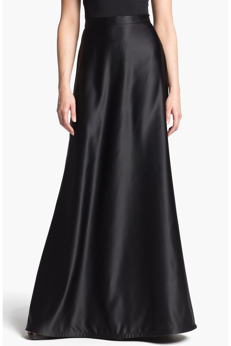 Satin A-Line Skirt, Main, color, BLACK