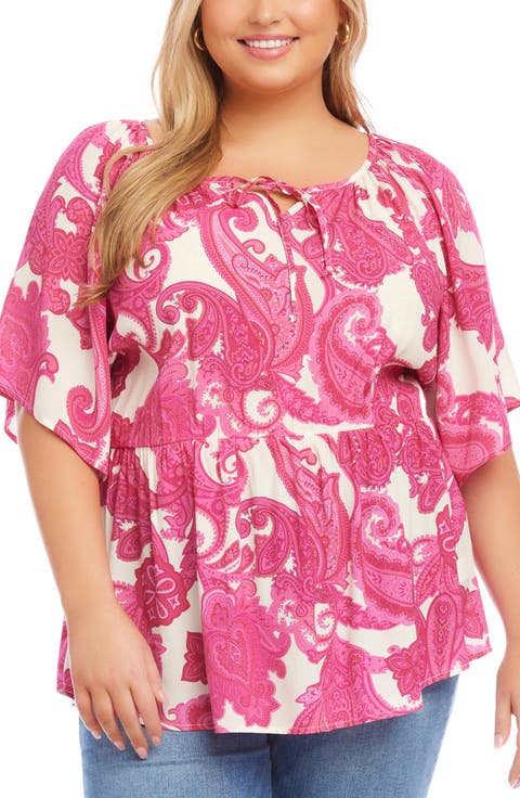 Ruffle Hem Peasant Top (Plus)