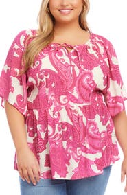 Karen Kane Ruffle Hem Peasant Top