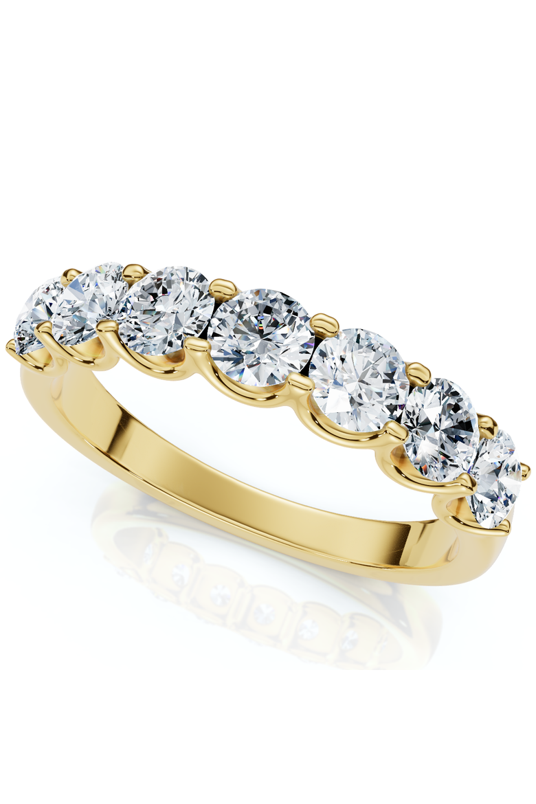 1Ct TW Diamond U Prong 7-Stone Wedding Ring 14k Gold or Platinum Lab Grown, Main, color, 14k Yellow Gold