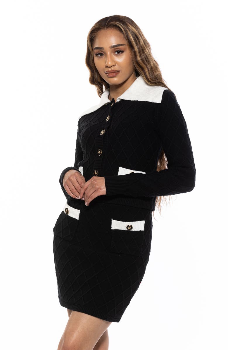 Alexia Admor Pattern Cardigan, Alternate, color, Black