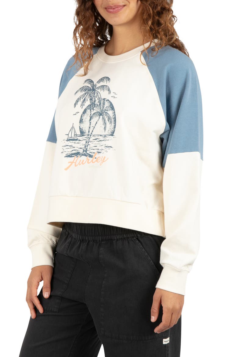 Palm Sea Crew Graphic Sweatshirt, Alternate, color, CREAM