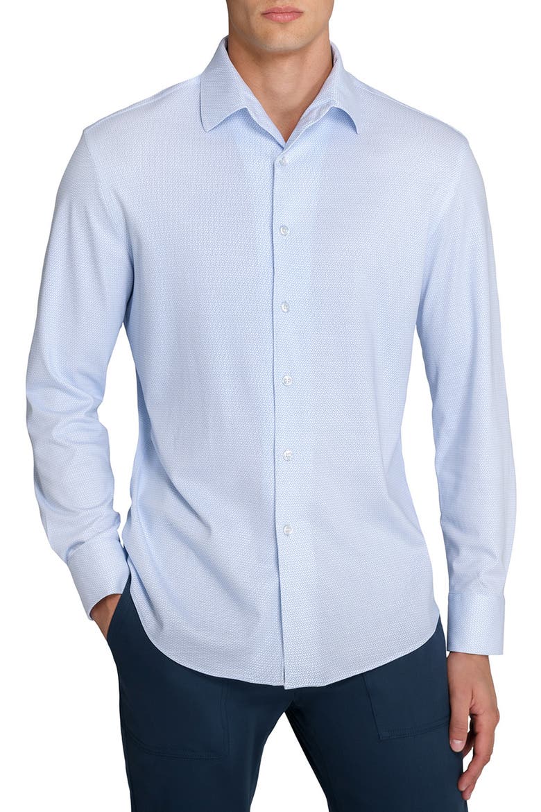 Wavy Print Knit Long Sleeve Basic, Main, color, WHITE/BLUE