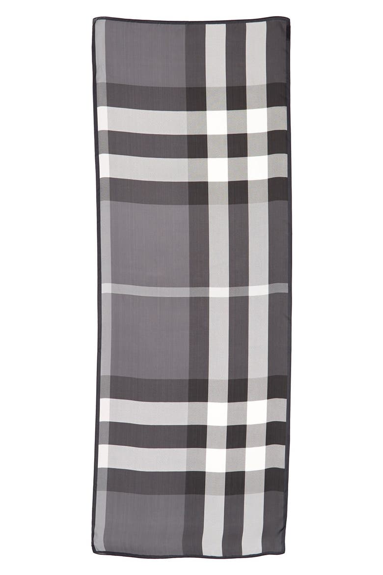 Mega Check Silk Scarf, Main, color, GREY