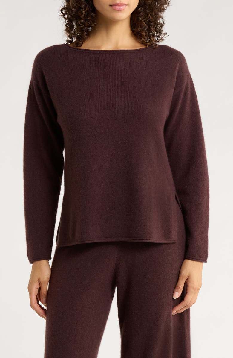 Nordstrom Cashmere Lounge Top, Main, color, Brown Heather