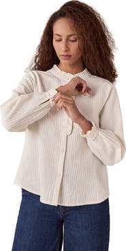 Celtic & Co. Textured Cotton Shirt With Frill Collar