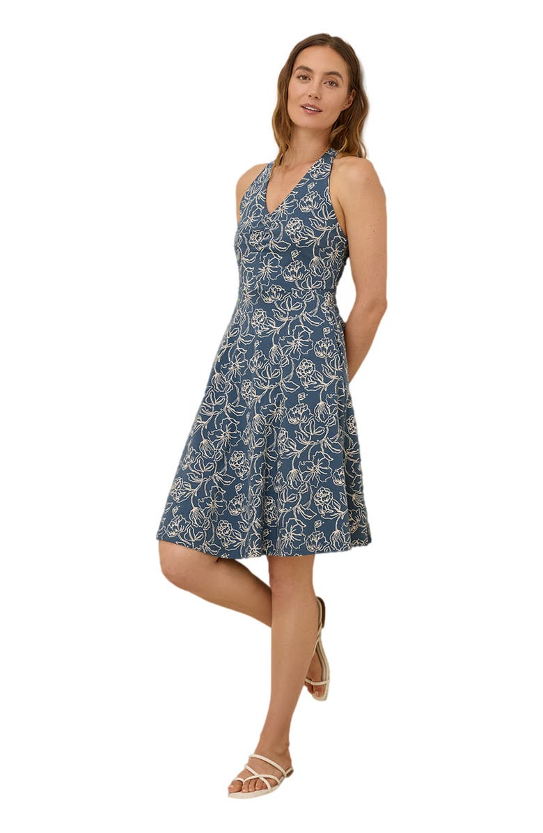 Pact Organic Cotton Fit & Flare Gathered Halter Dress, Alternate, color, Looking Glass Floral