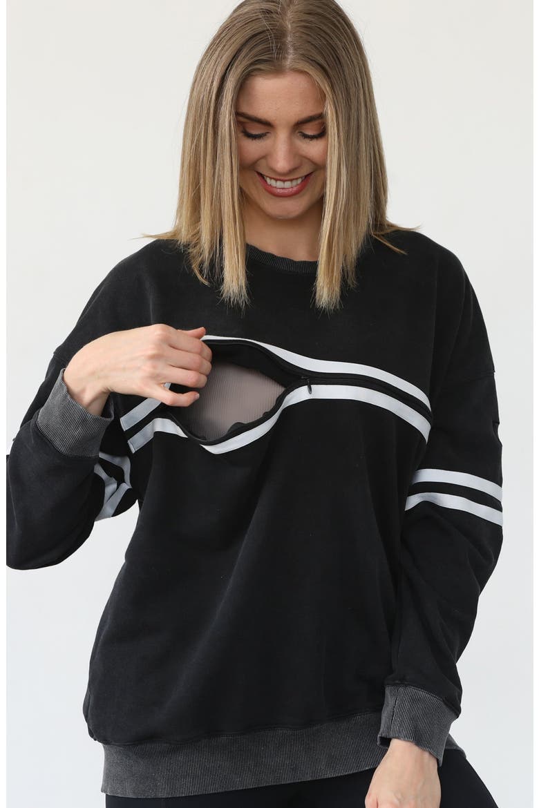 Celine Slouchy Nursing Pullover, Alternate, color, Faded Black