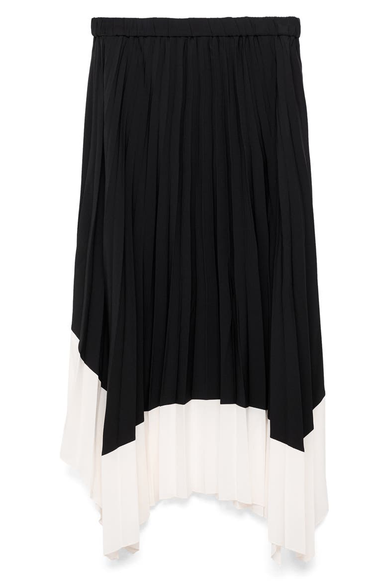 Pleated Asymmetric Maxi Skirt, Main, color, BLACK