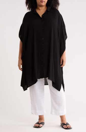 Button Front Sharkbite Hem Cover-Up Tunic