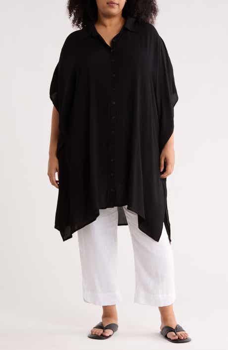 Button Front Sharkbite Hem Cover-Up Tunic