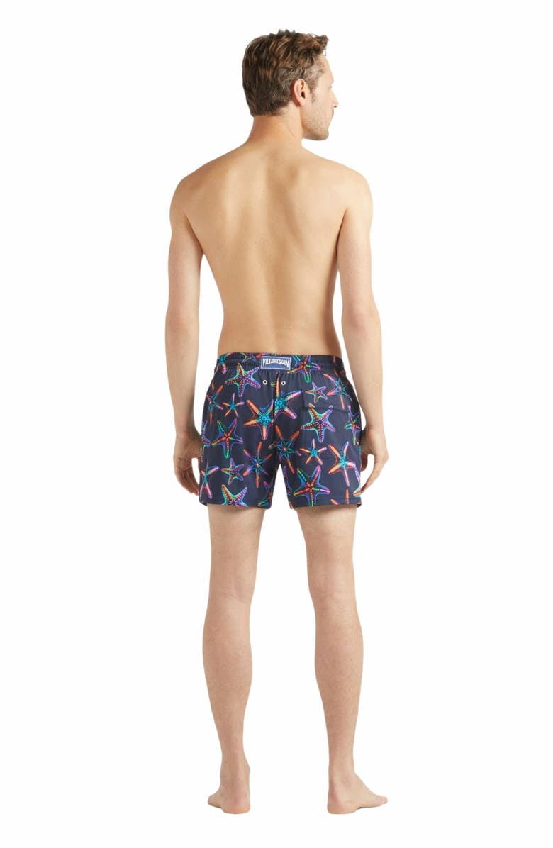 Vilebrequin Men's Disco Stars Stretch Short Swim Shorts, Alternate, color, Bleu Marine