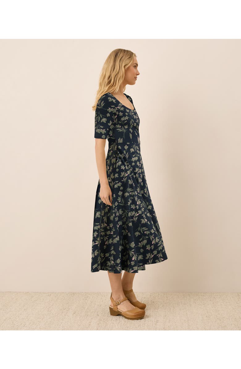 Pact Fit & Flare Signature Scoop Dress, Alternate, color, Painted Petals Midnight Blue