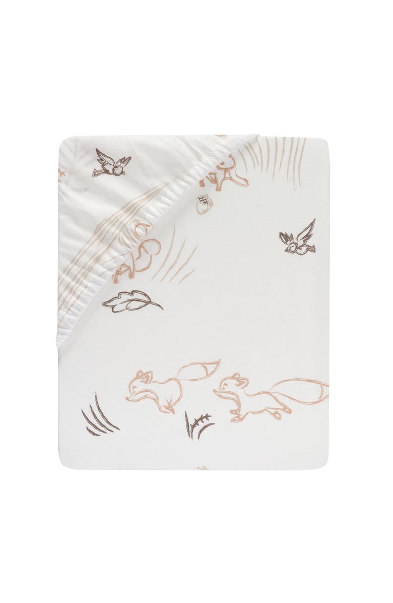 Lambs & Ivy Treetop Fox Woodland Breathable Cotton Fitted Crib/Toddler Sheet, Alternate, color, Cream