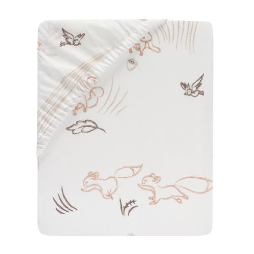 Lambs & Ivy Treetop Fox Woodland Breathable Cotton Fitted Crib/toddler Sheet In Neutral