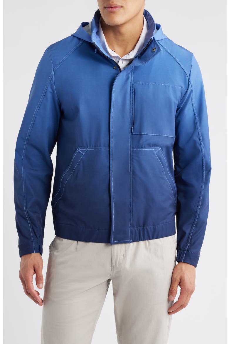 Water Resistant Ombré Windbreaker with Stowaway Hood, Alternate, color, BLUE