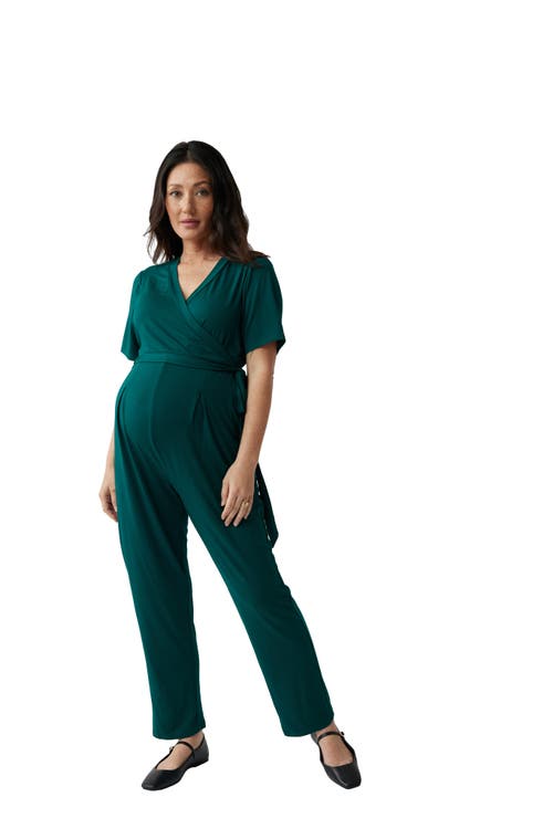 Ingrid & Isabel Maternity Everywear Short Sleeve Jumpsuit In Green