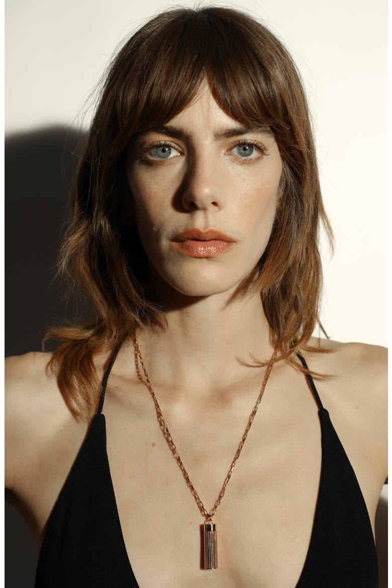 Matchbox Vile Necklace, Alternate, color, BRASS