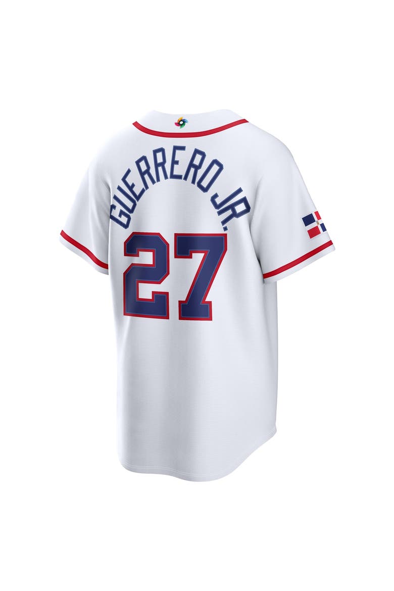 Men's Nike Vladimir Guerrero Jr. White Dominican Republic Baseball 2026 World Baseball Classic Home Stadium Jersey, Alternate, color, White