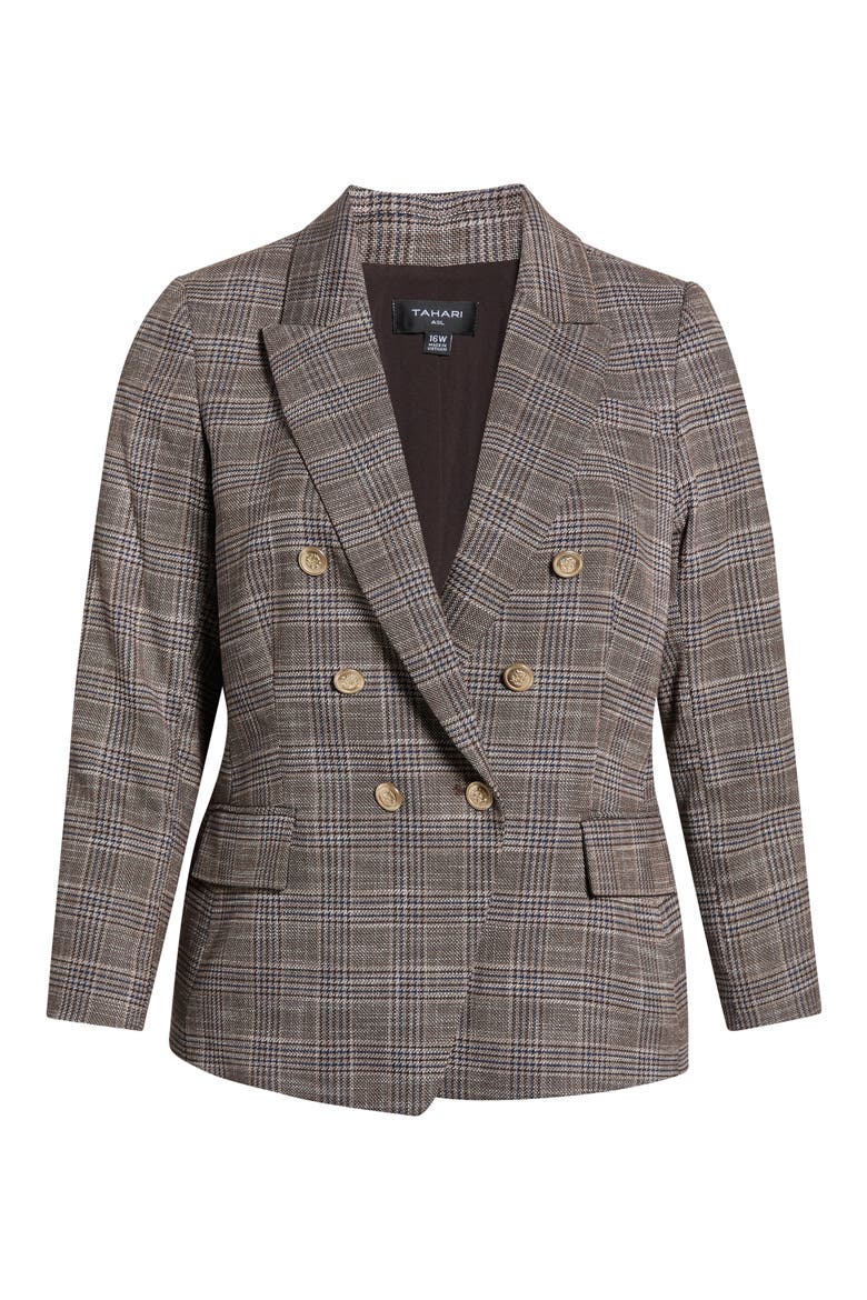 Plaid Double Breasted BlazerPlaid Double Breasted Blazer, Main, color, ESPRESSO IVORY