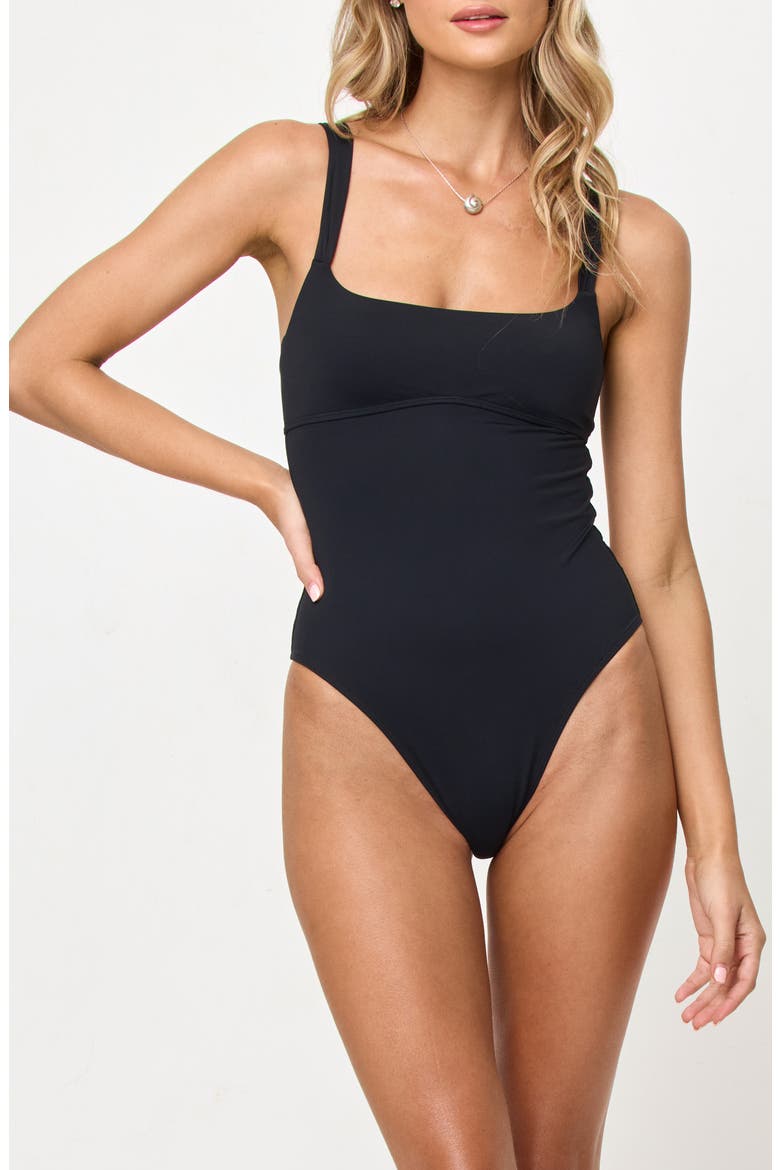 Delano One-Piece Swimsuit, Main, color, BLACK