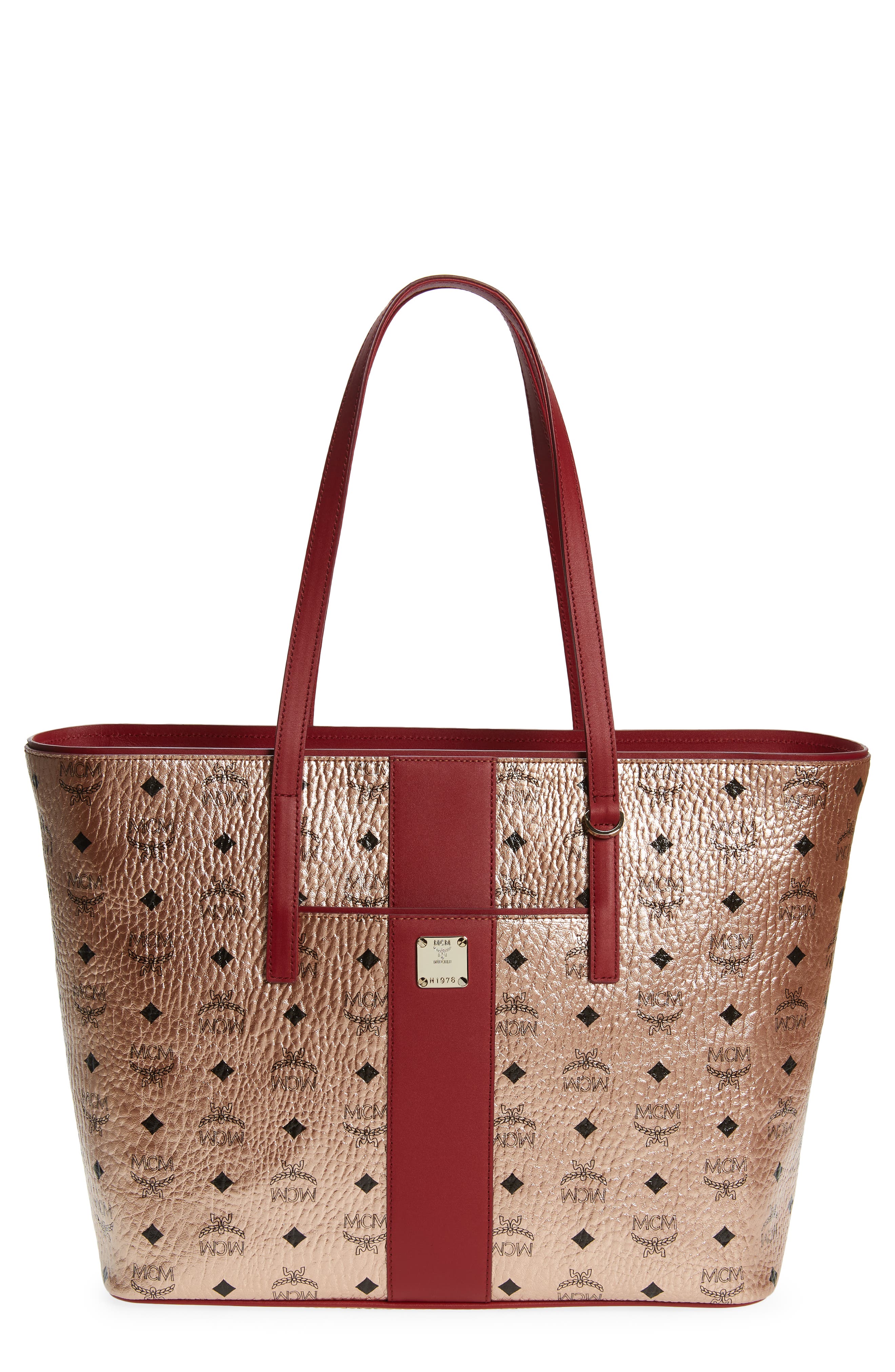 Anya Medium Visetos Zip Top Shopper (Nordstrom Exclusive), Main, color, CHAMPAGNE GOLD