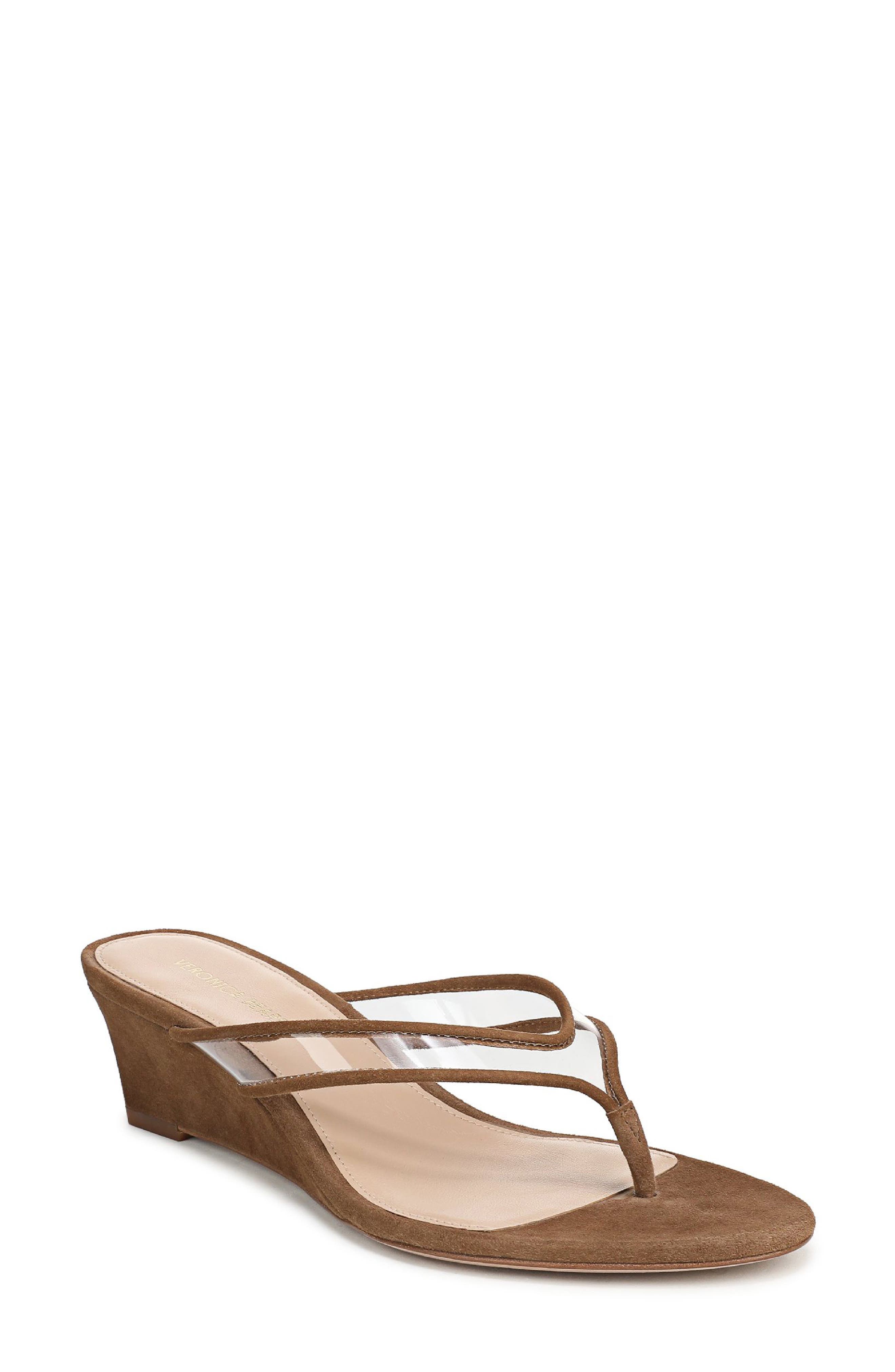 Veronica Beard Clea Wedge Flip Flop, Main, color, Clear/ Chestnut