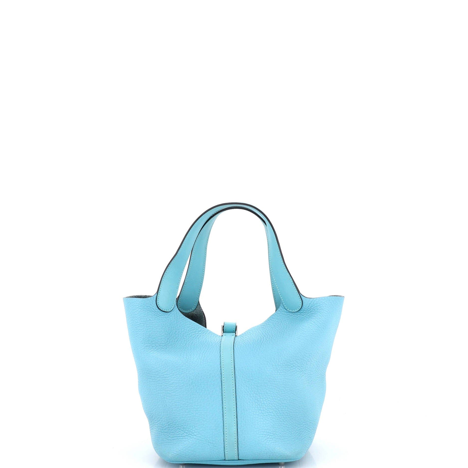 Pre-Owned Hermes Picotin Lock Bag Clemence MM, Alternate, color, Bleu Atoll