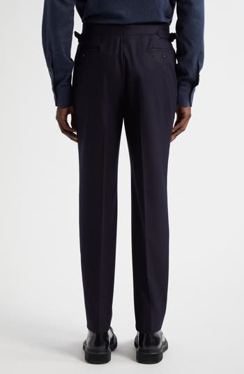 Thom Sweeney Pleated Virgin Wool Twill Trousers | Nordstrom