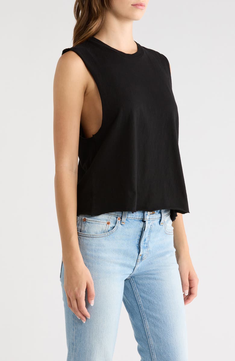Re/Done Susan Cotton Blend Tank, Alternate, color, Black