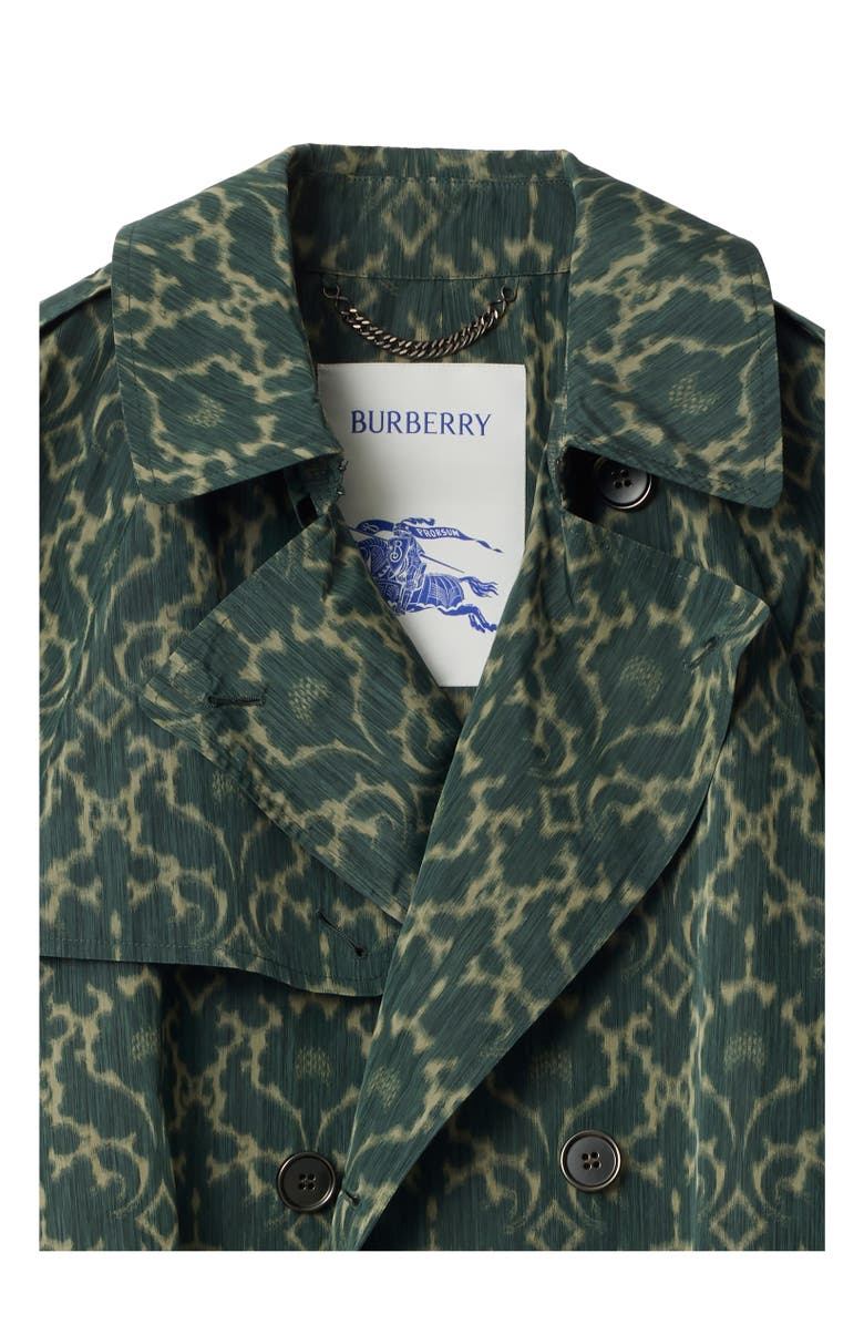 Burberry Long Baroque Viscose Blend Trench Coat, Alternate, color, Vine Green
