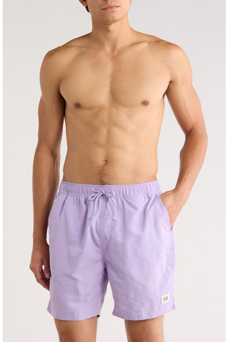 Stretch Swim Trunks, Main, color, BRIGHT LAVENDER