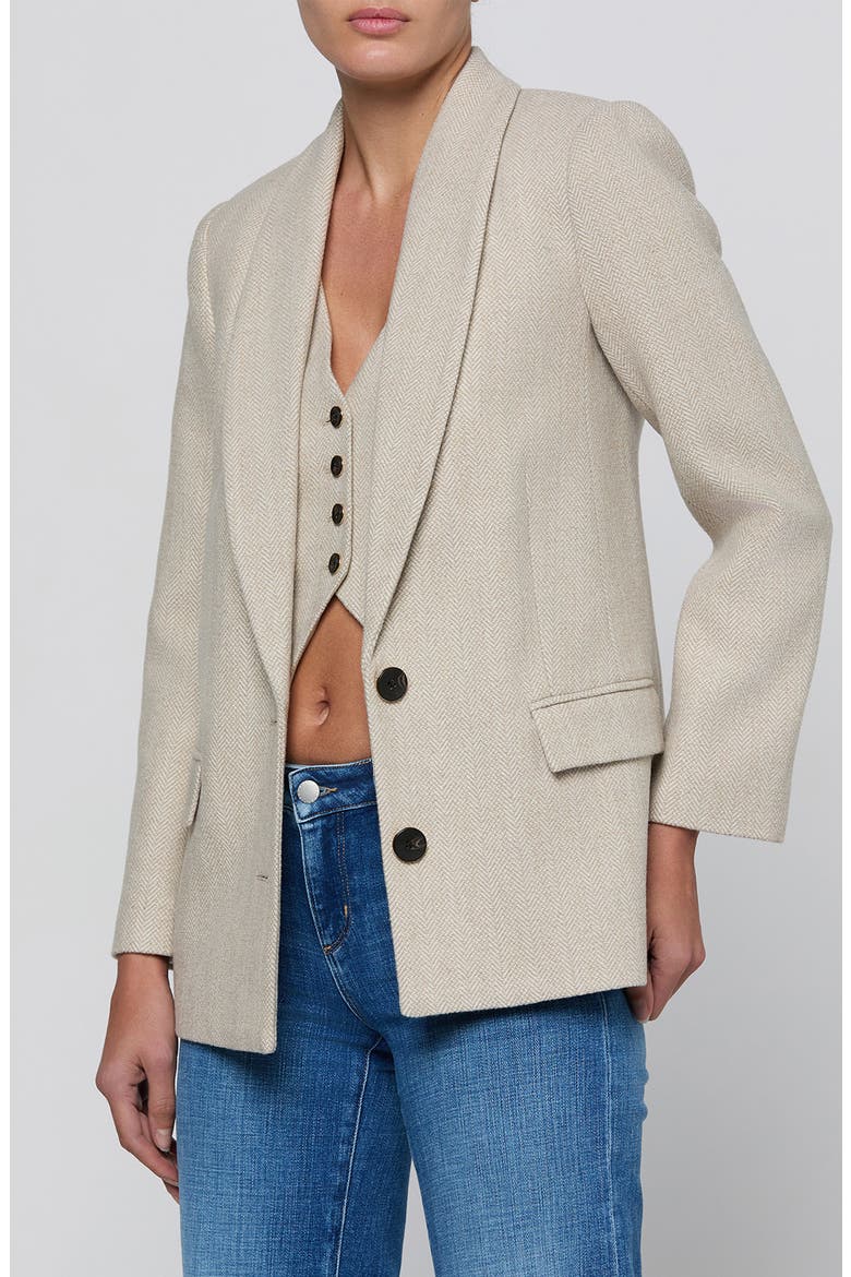 Amelie Tweed Blazer, Alternate, color, CAPPUCCINO/ IVORY TWEED