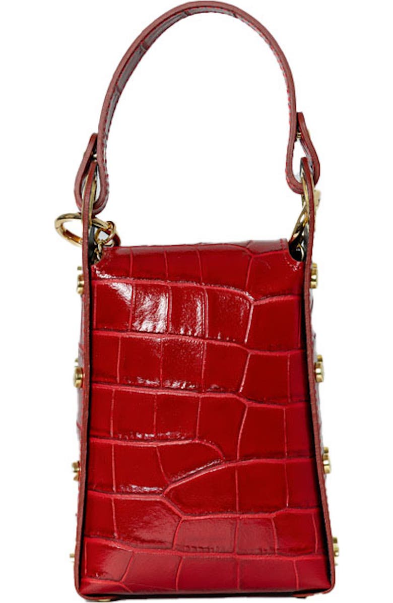 Persaman New York Mini Bee Croc Embossed Top-Handle Bag, Alternate, color,