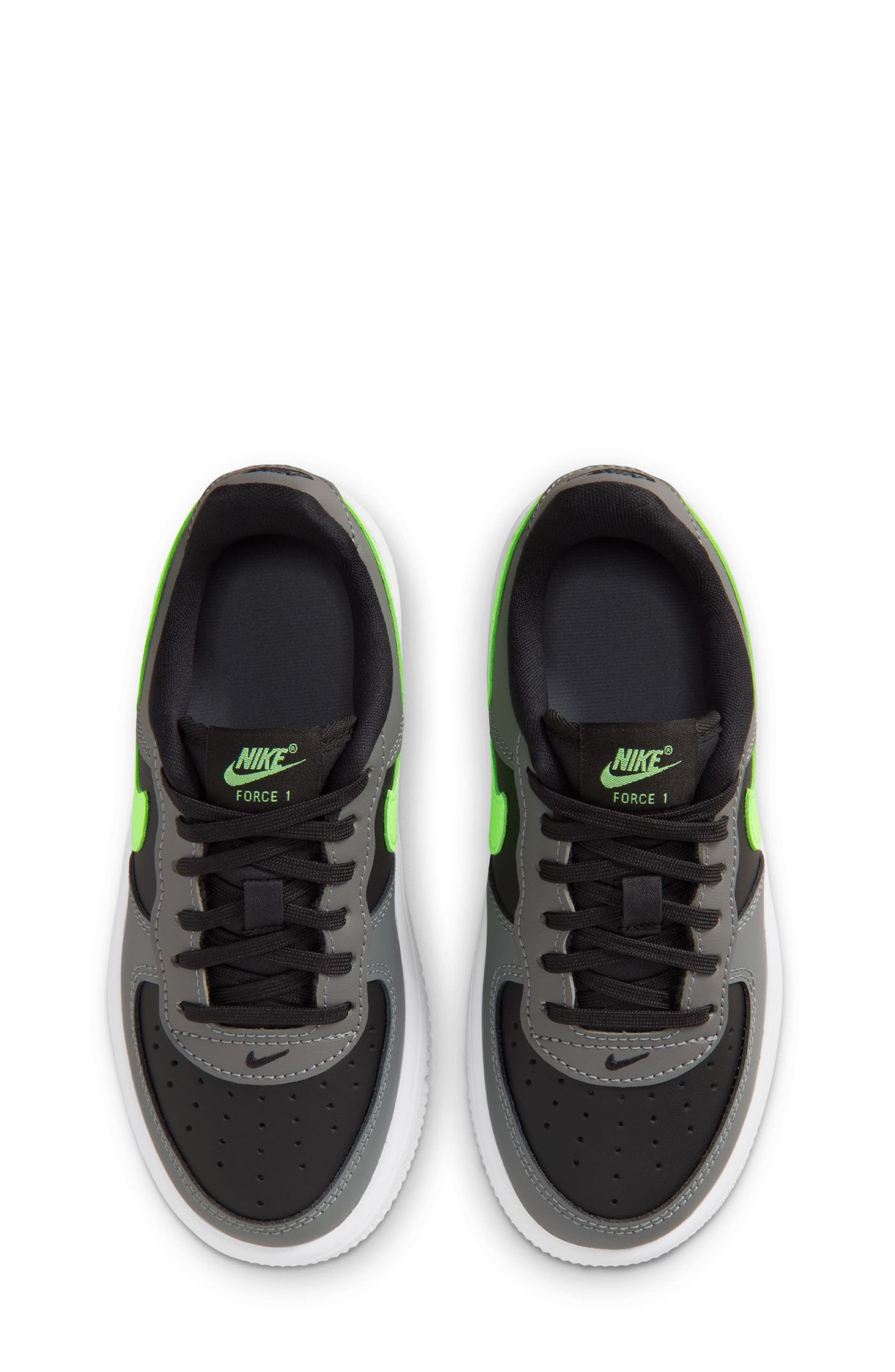 Nike Kids' Air Force 1 Sneaker, Alternate, color, Black/ Lime Blast/ Smoke Grey