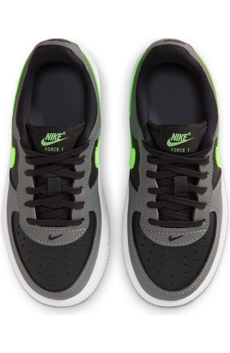 Nike Kids' Air Force 1 Sneaker, Alternate, color, Black/ Lime Blast/ Smoke Grey