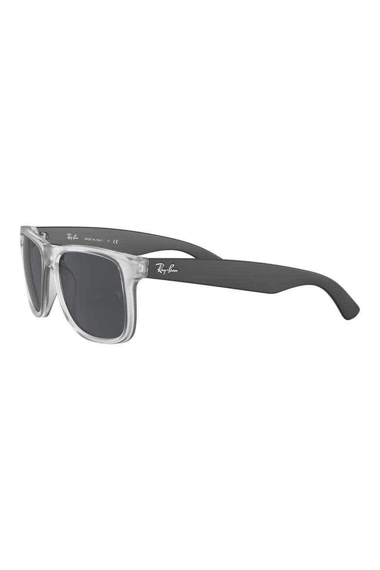 Justin 51mm Flat Top Sunglasses, Alternate, color, RUBBER TRANSPARENT/ DARK GREY