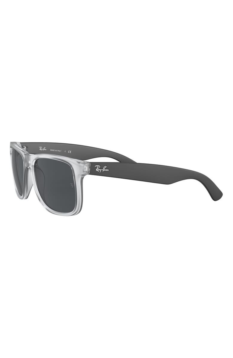 Ray-Ban Justin 51mm Flat Top Sunglasses, Alternate, color, Rubber Transparent/ Dark Grey