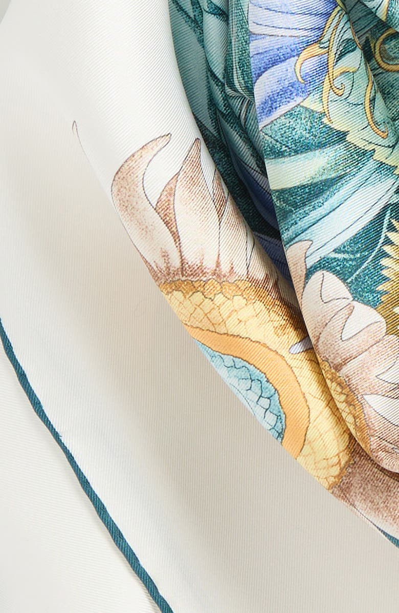 FERRAGAMO Sunflower Print Silk Square Scarf, Alternate, color, 