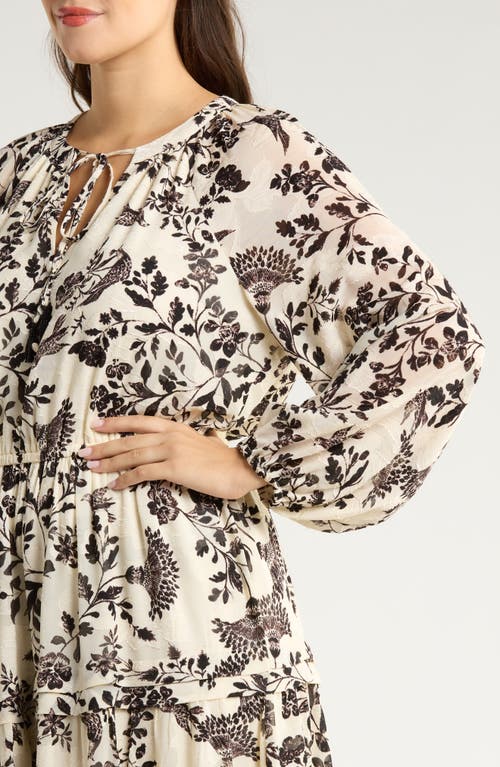 Anne Klein Floral Print Long Sleeve Dress