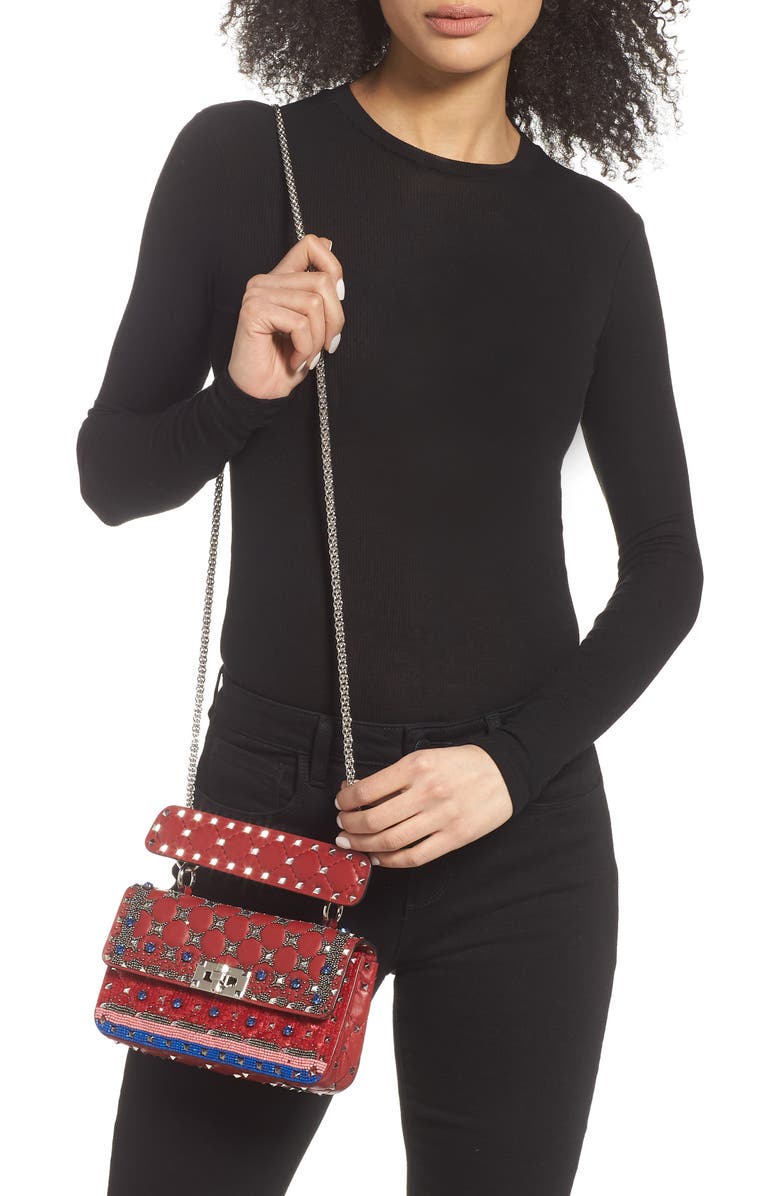 Valentino Garavani Small Spike It Leather Shoulder Bag, Alternate, color,