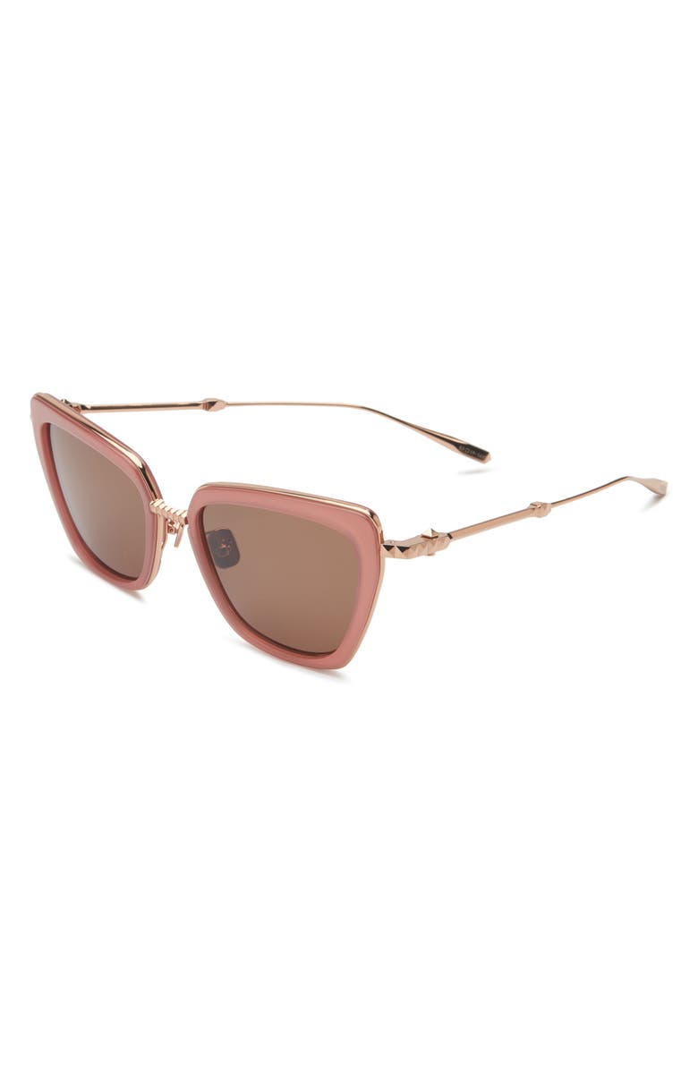 Valentino 54mm Cat Eye Sunglasses, Alternate, color, Pink Gold Brown